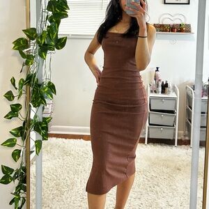 Brown Bodycon Midi Dress